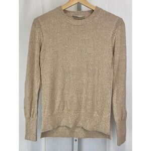 EVERLANE Cotton Crew Neck Sweater Pullover Long Sleeve Marled Beige Tan Size S
